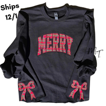 Load image into Gallery viewer, Merry Embroidered &amp; Applique Sweatshirt, Ships 12/1
