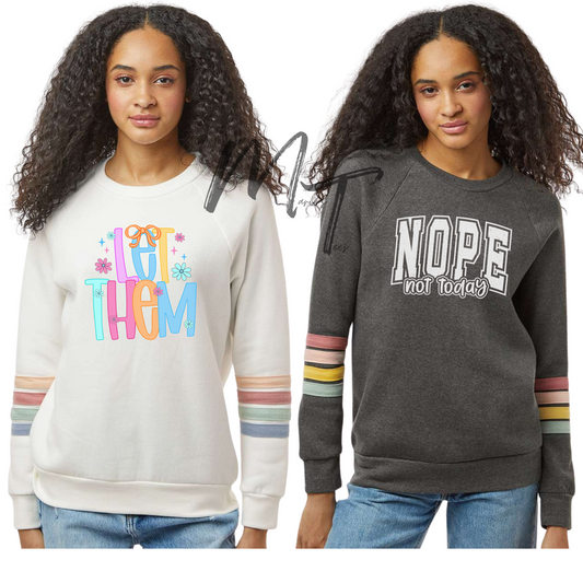 Womens Striped Sleeve Sweatshirt