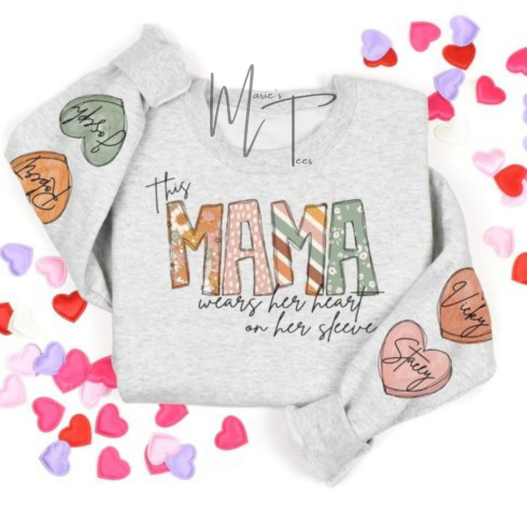 This mama wears her heart on her sleeve Boho-Personalized
